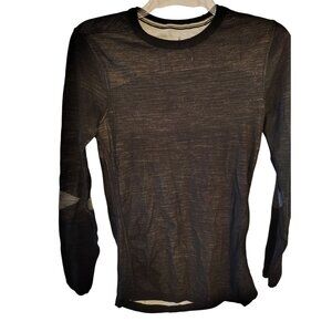 Smartwool Intraknit 200 Men's Medium Thermal Base Layer Shirt Top Gray Black